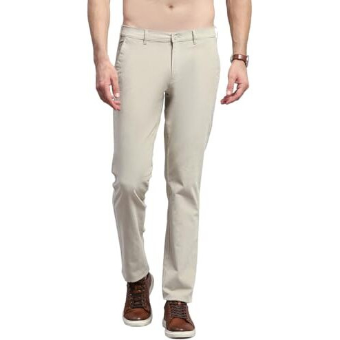 Monte Carlo Mens Beige Solid Trouser (2240860090Cf-2-34)