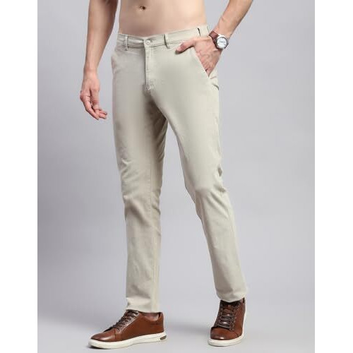 Monte Carlo Mens Beige Solid Trouser (2240860090Cf-2-34)