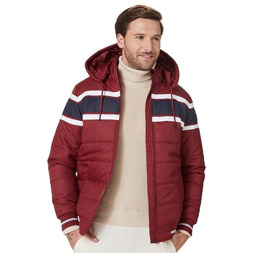 Amazon Brand - Symbol Men's Quilted Hooded Bomber Jacket (Aw20-Qh-Hs-05_Maroon_Xl)