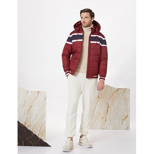 Amazon Brand - Symbol Men's Quilted Hooded Bomber Jacket (Aw20-Qh-Hs-05_Maroon_Xl)
