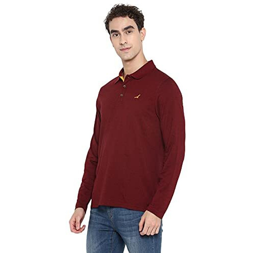 American Crew Polyester Full Sleeves Polo Regular Fit Tshirt For Men (Ac353_Tibetan Red_Xxl)
