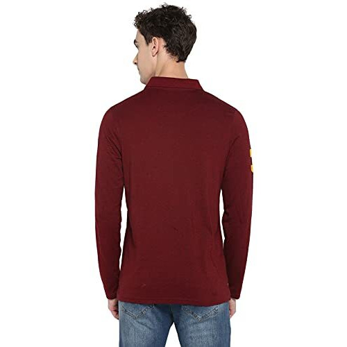 American Crew Polyester Full Sleeves Polo Regular Fit Tshirt For Men (Ac353_Tibetan Red_Xxl)