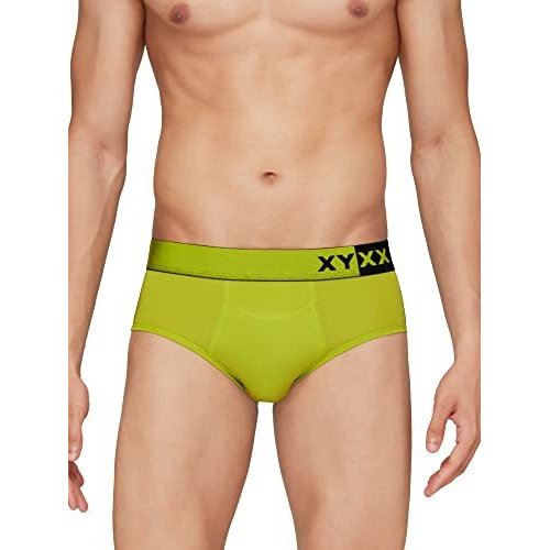 Xyxx Men's Underwear Dualist Intellisoft Antimicrobial Micro Modal Brief Pack Of 3 (Navigate & Black Iris  Lime Punch & Black  Black Iris & Tango Red L)