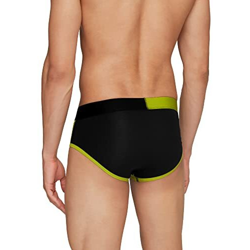 Xyxx Men's Underwear Dualist Intellisoft Antimicrobial Micro Modal Brief Pack Of 3 (Navigate & Black Iris  Lime Punch & Black  Black Iris & Tango Red L)