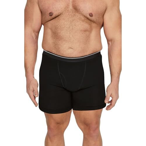 Men's 100% High Waist Cotton Regular Fit Solid Boxer Briefs Innerwear Long Trunks Plus Size Full Underwear Combo (Size 5Xl) (Pack Of 1) (Colors May Vary) Multicolor