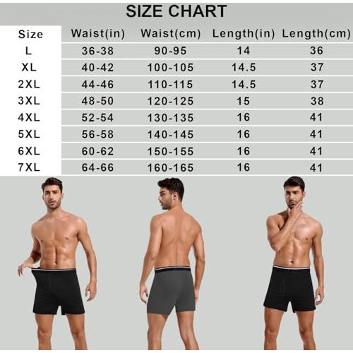 Men's 100% High Waist Cotton Regular Fit Solid Boxer Briefs Innerwear Long Trunks Plus Size Full Underwear Combo (Size 5Xl) (Pack Of 1) (Colors May Vary) Multicolor