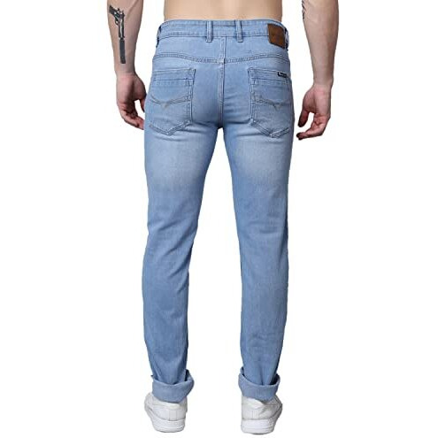 Cantabil Solid Jeans Flat Front Mid Rise Full Length Regular Fit Casual Jeans For Mens | Jeans For Mens | Mens Full Length Casual Jeans (Mdnm00162_Lightcarbonblue_38)