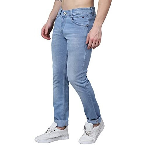 Cantabil Solid Jeans Flat Front Mid Rise Full Length Regular Fit Casual Jeans For Mens | Jeans For Mens | Mens Full Length Casual Jeans (Mdnm00162_Lightcarbonblue_38)