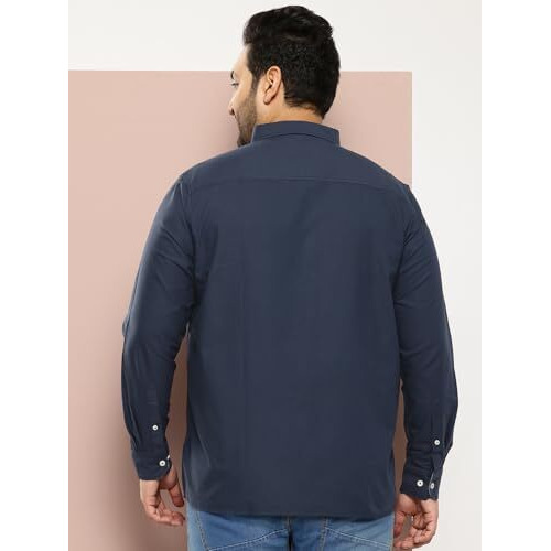 Thomas Scott Mens Plus Size 100% Cotton Full Sleeves Solid Casual Shirt (Ts1427_Navy, 6Xl)