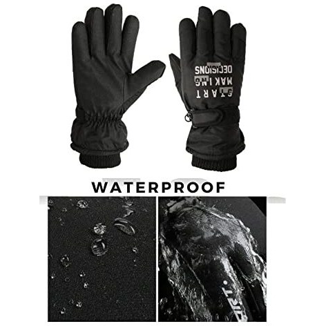 Fabseasons Polyester Unisex Warm Winter Gloves, Mobile Touchscreen Enabled, Waterproof, Windproof For Hiking, Driving, Running & Outdoors,Black