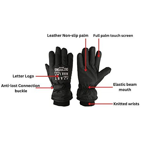 Fabseasons Polyester Unisex Warm Winter Gloves, Mobile Touchscreen Enabled, Waterproof, Windproof For Hiking, Driving, Running & Outdoors,Black