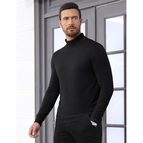 Denimholic Men's Cotton Turtle Neck Sweater (Basic-Ghost_Black_Large)