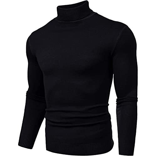 Denimholic Men's Cotton Turtle Neck Sweater (Basic-Ghost_Black_Large)
