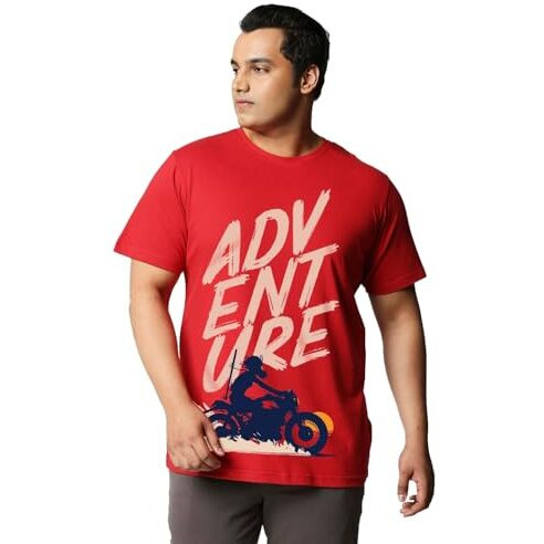 Bewakoof Men's Graphic Printed Oversized Plus Size T-Shirt_625693_Red_4Xl