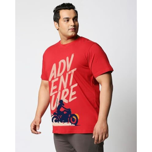 Bewakoof Men's Graphic Printed Oversized Plus Size T-Shirt_625693_Red_4Xl