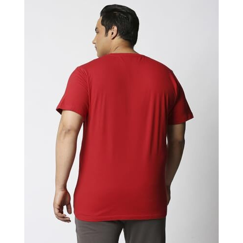 Bewakoof Men's Graphic Printed Oversized Plus Size T-Shirt_625693_Red_4Xl