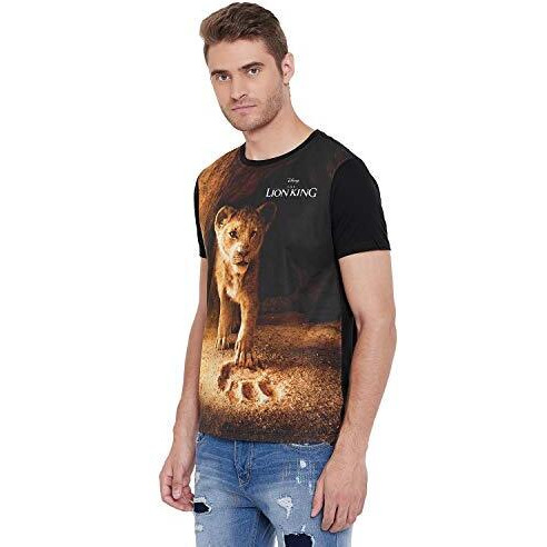 Lion King By Wear Your Mind Men's Printed Regular Fit T-Shirt (Mlk0015P.2_Brown 2Xl)