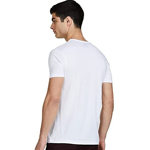 Jonney Men's Cotton Blended Regular Fit V-Neck T-Shirt (White, X-Large)