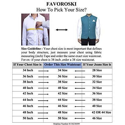 Favoroski Men's Slim Fit Nehru Jacket Ethnic Bandhgala Waistcoat (Favjc161126_40)