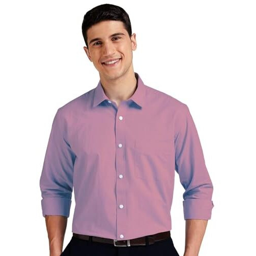 Cb-Colebrook Men's Regular Fit Cotton Casual Shirt With Spread Collar & Full Sleeves (X-Large, Mauve)