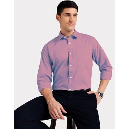 Cb-Colebrook Men's Regular Fit Cotton Casual Shirt With Spread Collar & Full Sleeves (X-Large, Mauve)