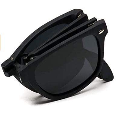 Janifaoul Men's Rectangular Folding Black Sunglasses