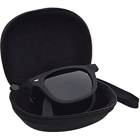 Janifaoul Men's Rectangular Folding Black Sunglasses
