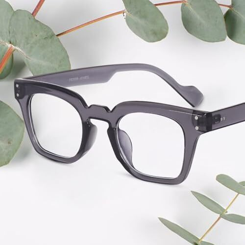 Peter Jones Grey Square Unisex Medium Blue Light Blocking Computer/Gaming Glasses (5668Fgt)