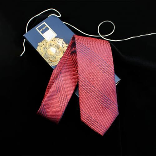 Peluche Charismatic Red & Black Colored Microfiber Necktie For Men