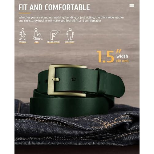 Urban Alfami Men's Vegan Leather Belt For Men - Casual Formal Belt For Men - Cherry/Green Color | Can Be Fits On Up To 28 To 46 Inches Waist Size