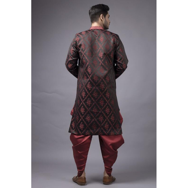 Xepon Mens Ethnic Wear Wedding Sherwani & Dhoti Set(Maroon L, Size)