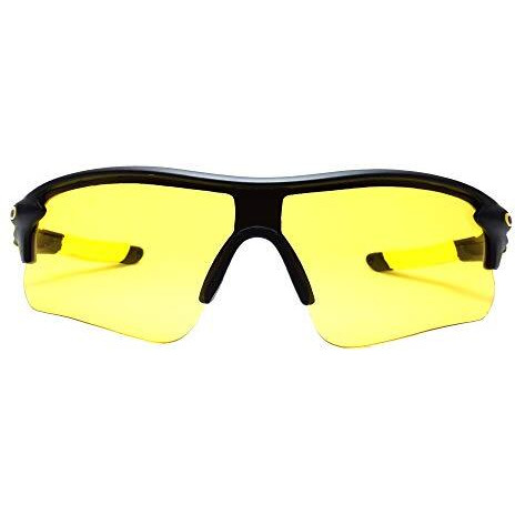 Peter Jones Men's Wrap Around Sports Uv Protected Sunglasses For Driving, Biking, Cycling With Hd Night Vision Lenses (Yellow, Free Size)