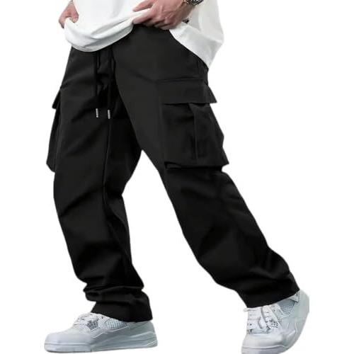 Indoprimo Men's Regular Casual Pants (B0Dfpkwp7B_Black