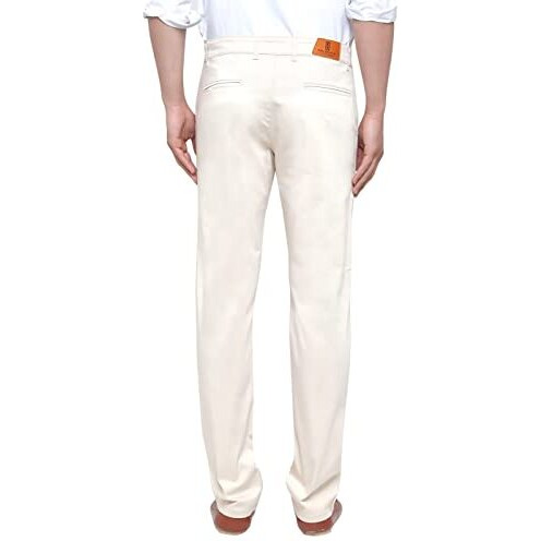 Ben Martin Men's Regular Fit Cream Cotton Mid Rise Casual Trouser Size 30