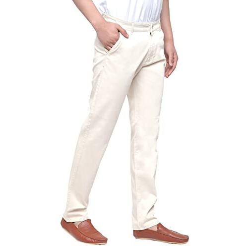 Ben Martin Men's Regular Fit Cream Cotton Mid Rise Casual Trouser Size 30