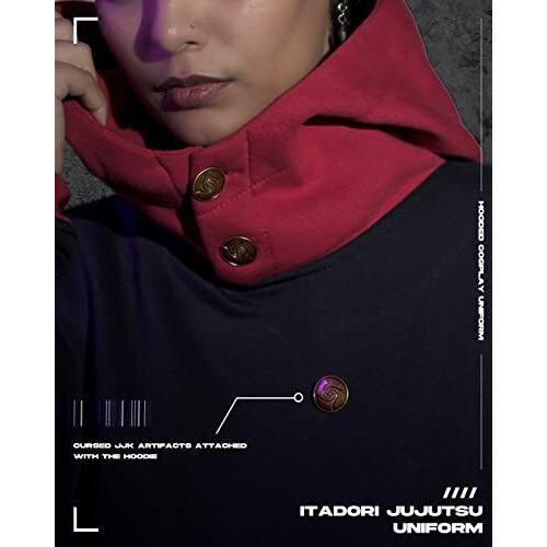 Comicsense.Xyz Unisex Jujutsu Kaisen Anime Hoodie For Unisex, Itadori Uniform Hooded Neck Regular Fit Polycotton Cosplay Anime Hoodies - Small, Navy Blue