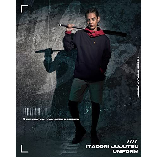 Comicsense.Xyz Unisex Jujutsu Kaisen Anime Hoodie For Unisex, Itadori Uniform Hooded Neck Regular Fit Polycotton Cosplay Anime Hoodies - Small, Navy Blue