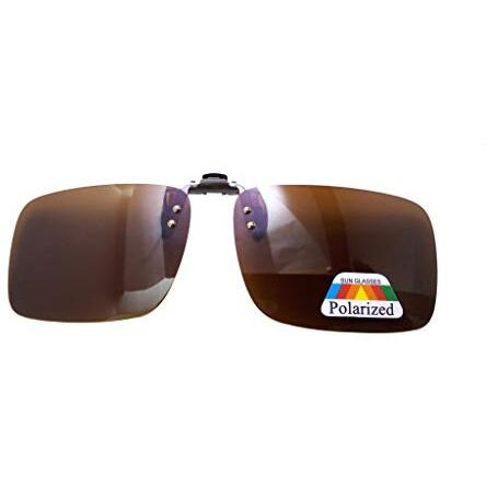 N Specs Polorized Ractangle Attachment Clip Cover For All Type Of Spectacle Frames Eyeglass And Polarized Sunglasses For Mens Womens Colour (Brown), Medium