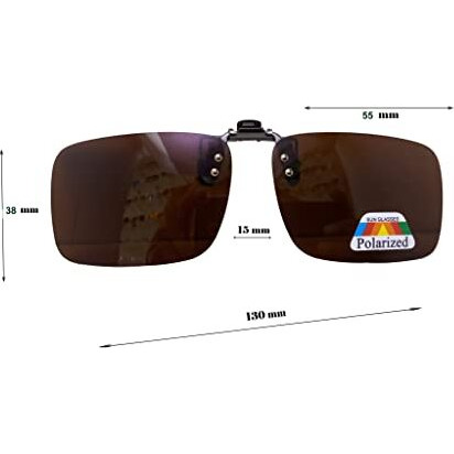 N Specs Polorized Ractangle Attachment Clip Cover For All Type Of Spectacle Frames Eyeglass And Polarized Sunglasses For Mens Womens Colour (Brown), Medium