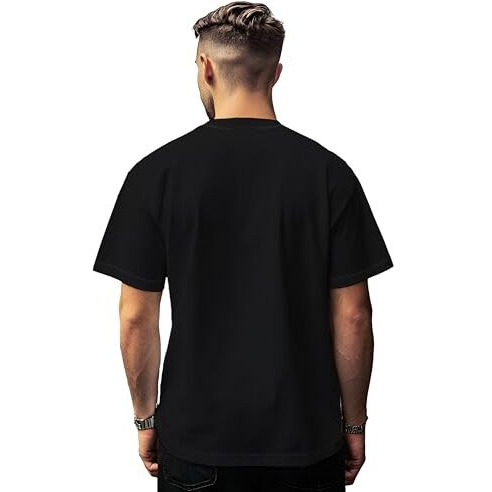 Peppyzone Men's Bulls Printed Oversized T Shirt For Men (L, Black)
