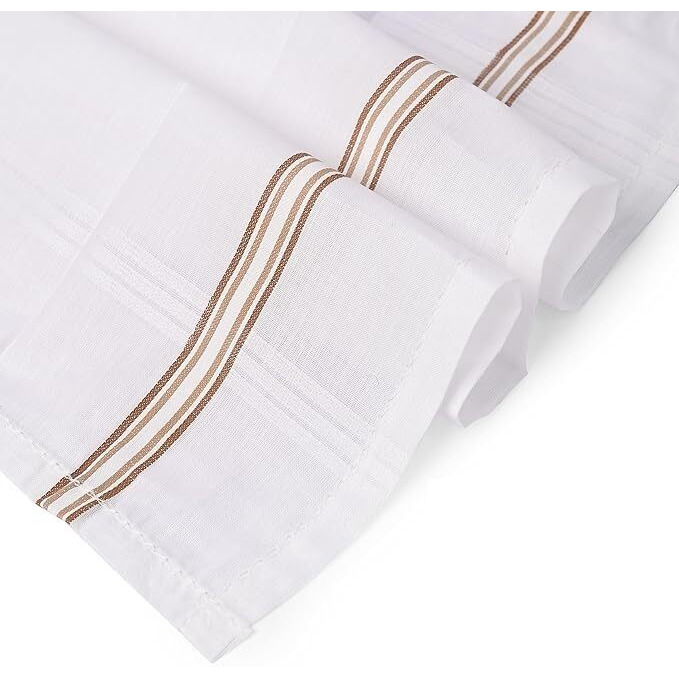 Graysee Men's Cotton Pastel Multicolour Handkerchief | Cotton Premium Collection Casual Style Handkerchiefs Hanky For Men - White Striped Xxl King Size | Hanky, Rumal (6, White, Xxl)