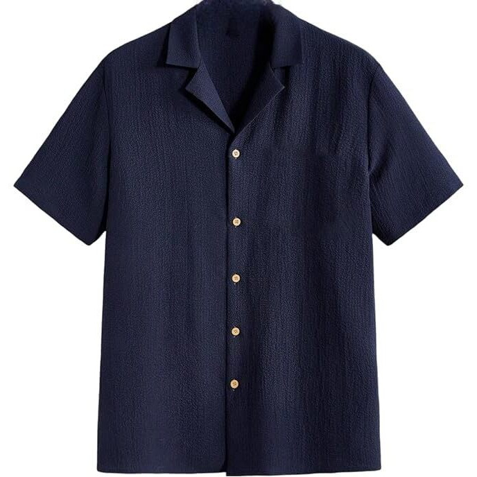Paralians Men's Shirt With Chest Pocket Short Sleeve Summer Outdoor Activities Casual Wear Relaxed Fit (Blue, S)