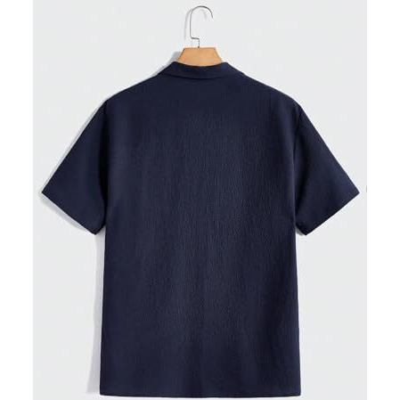 Paralians Men's Shirt With Chest Pocket Short Sleeve Summer Outdoor Activities Casual Wear Relaxed Fit (Blue, S)