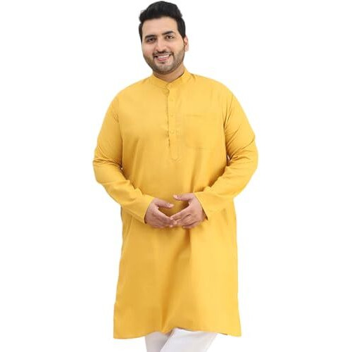 Sojanya Plus (Since 1958) Men's Cotton Mustard Only Kurta
