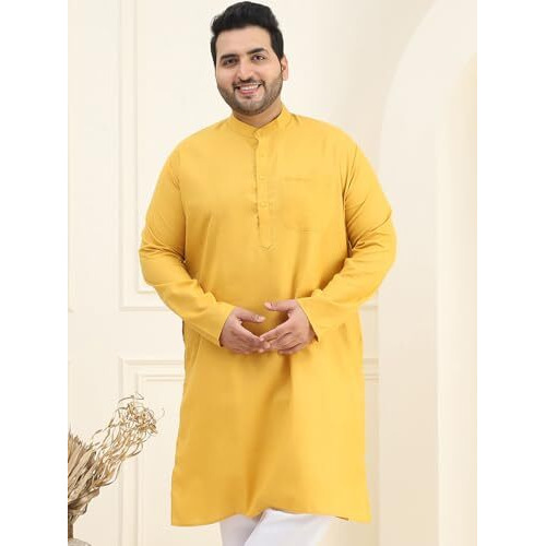 Sojanya Plus (Since 1958) Men's Cotton Mustard Only Kurta