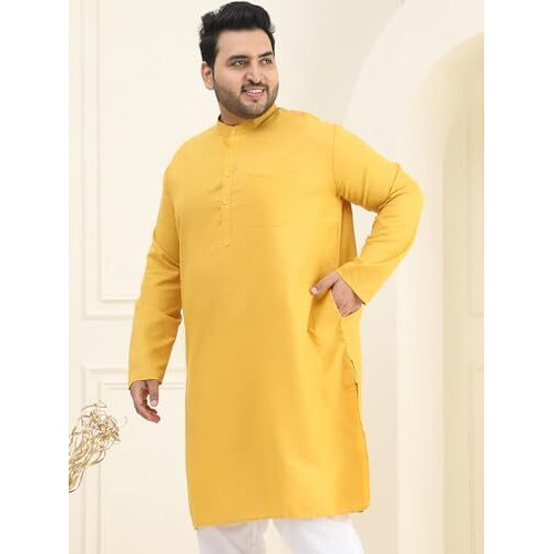 Sojanya Plus (Since 1958) Men's Cotton Mustard Only Kurta