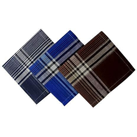 S4S Men's 100% Cotton Premium Multicolor Assorted Handkerchiefs/Hankies (Dark Color Checks_48Cm X 48Cm_Pack Of 6)