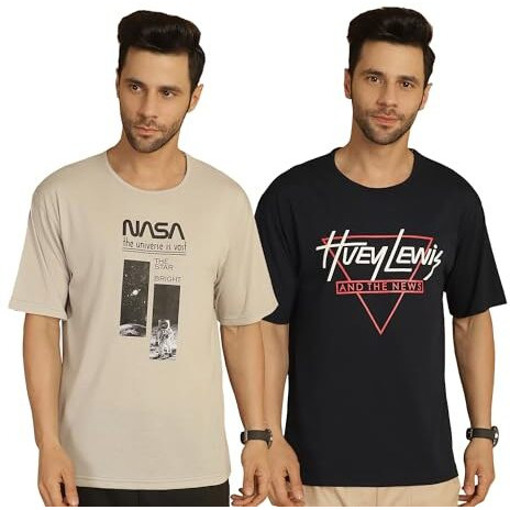 Mack Jonney Printed Multicolor Round Neck Cotton Half Sleeves Tshirt For Men-Mack55218(Pack Of 2)