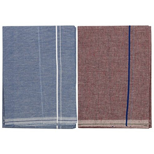 Prakasam Cotton Men's Single (1.27 X 1.95 Meter) Colour Dhoti (L.C) Pack Of 2 (Code-2/7)