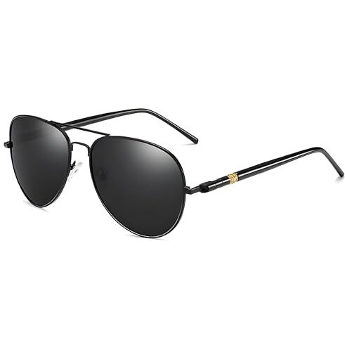 Roshfort Polarized Sunglasses For Men And Women Uv 400 Protection Aviator Shape Cooling Goggles Black Shade Sunglass (Italic) (Italic Black)